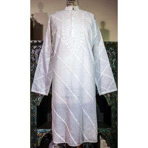 Knee Length Wedding Indian Cotton Kurta - X Large